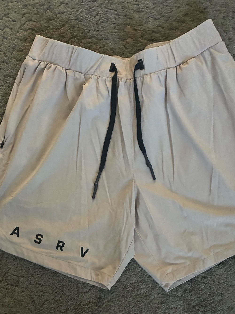 ASRV Light Pink/Gray Shorts with Black Drawstring